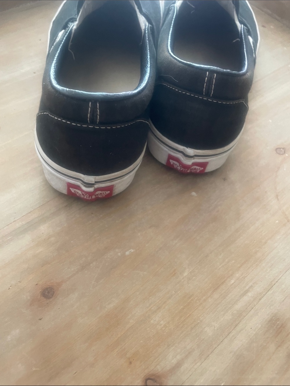 Vans Black & White Slip-On Canvas Sneakers Men 8 Women 9.5 - Picture 4 of 6